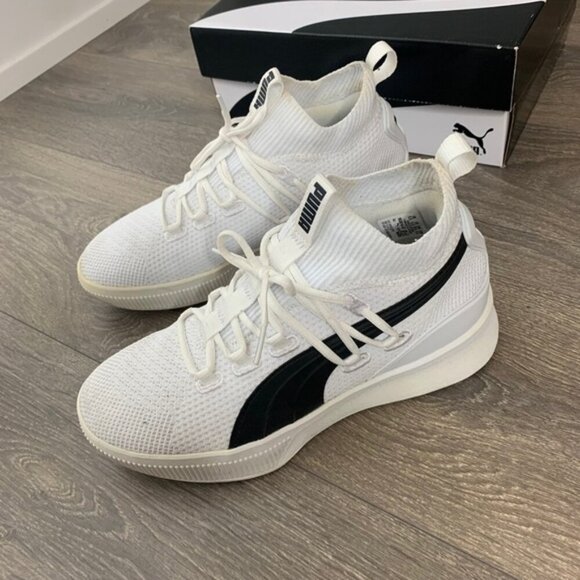 Puma Clyde Court GW Jr Running Shoes Knit Sneakers White Black Size 6.5 - Picture 7 of 14